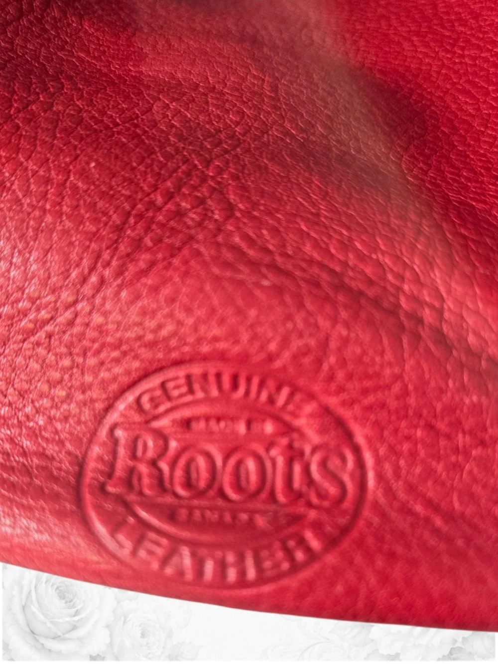 Roots Red Leather Hobo Shoulder Bag